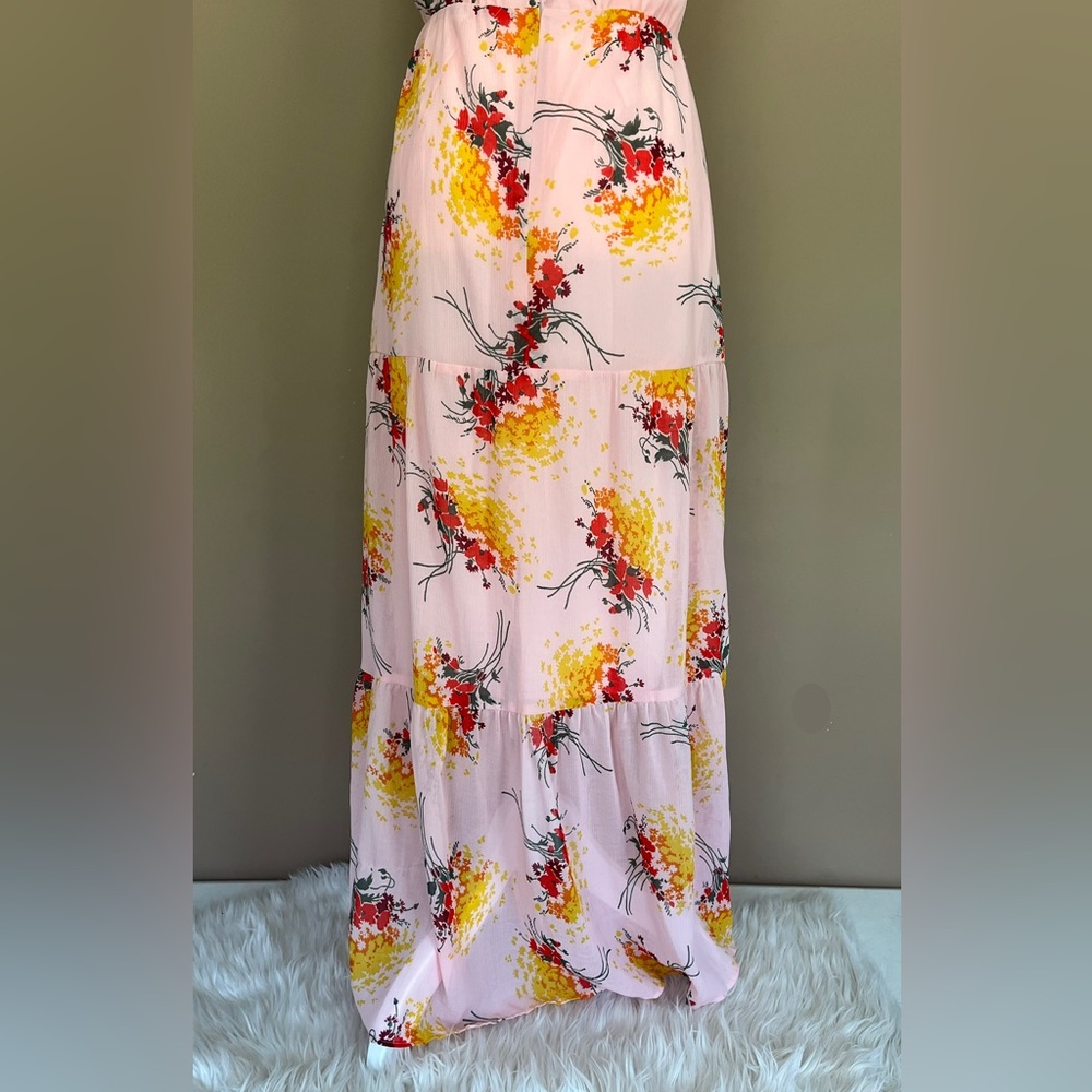 {J. Crew} Sunburst Floral Tiered Sleeveless Maxi Dress in Pink - Women's 0 - Picture 8 of 11